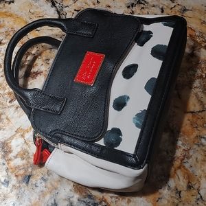 Betsey Johnson mini bag 8.5" by 6.5". Black n off white. Man made materials cute